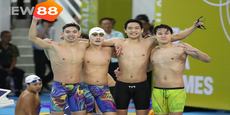 Bơi Việt Nam Khẳng Định Vị Thế Tại SEA Games 33 với 6 HCV 5 Chiến thắng tập thể của đội tiếp sức 4x200 m tự do nam
